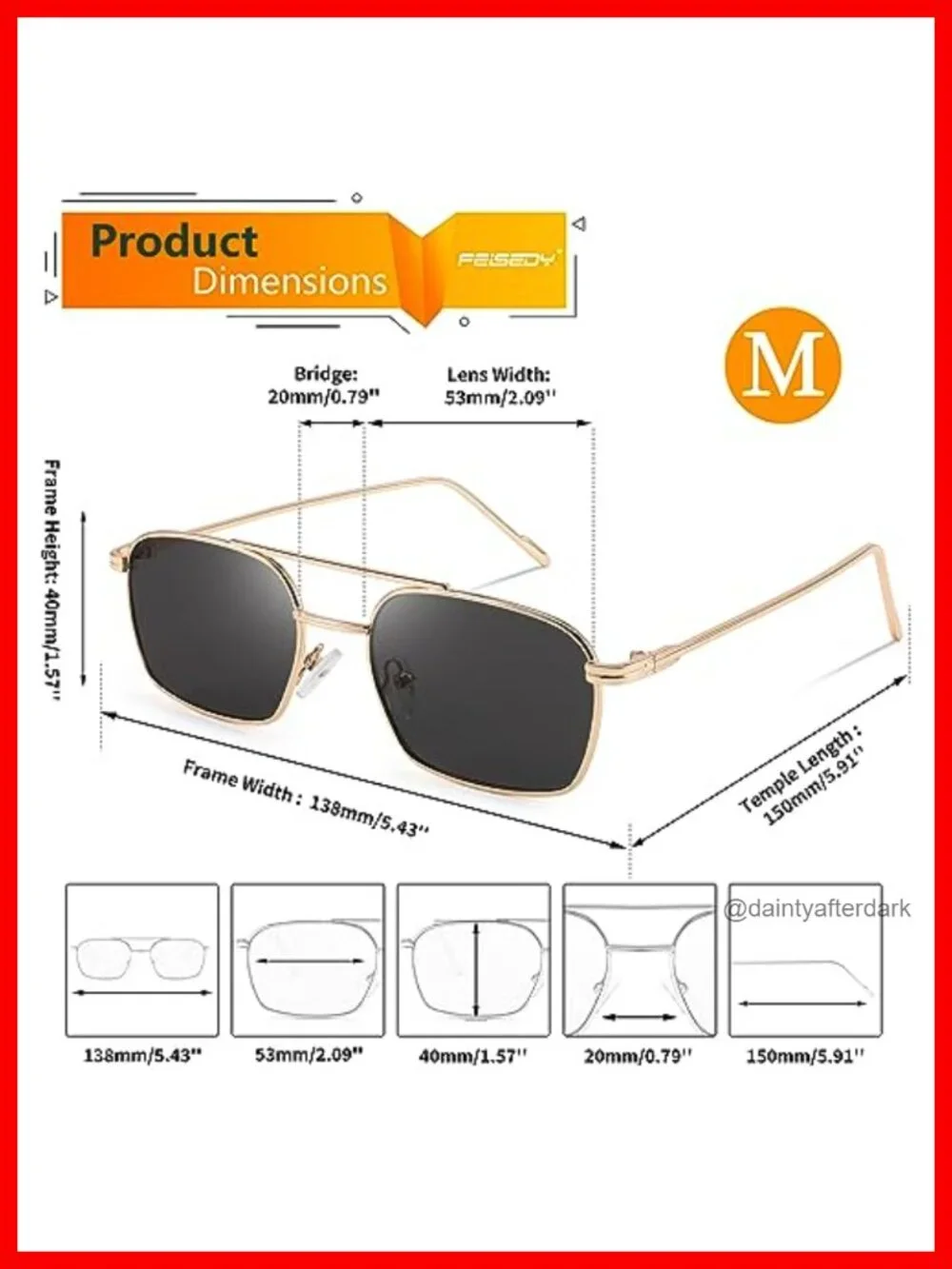 Vintage Square Aviator Sunglasses Metal Frame UV Protection Retro Trendy